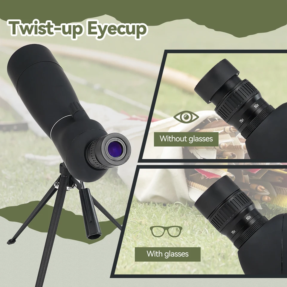 Imagem -02 - Svbony Sv28 Plus 2575x70 Luneta de Focalização Monocular com Tripé de Mesa e Adaptador para Smartphone para Tiro ao Alvo
