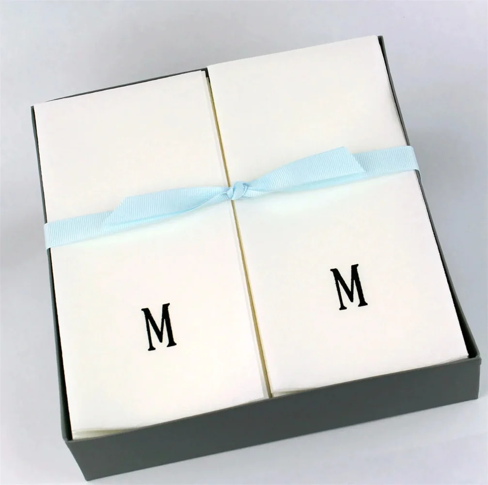 Disposable Guest Hand Towels 36ct Gift Boxed - Embossed with a Single Initial