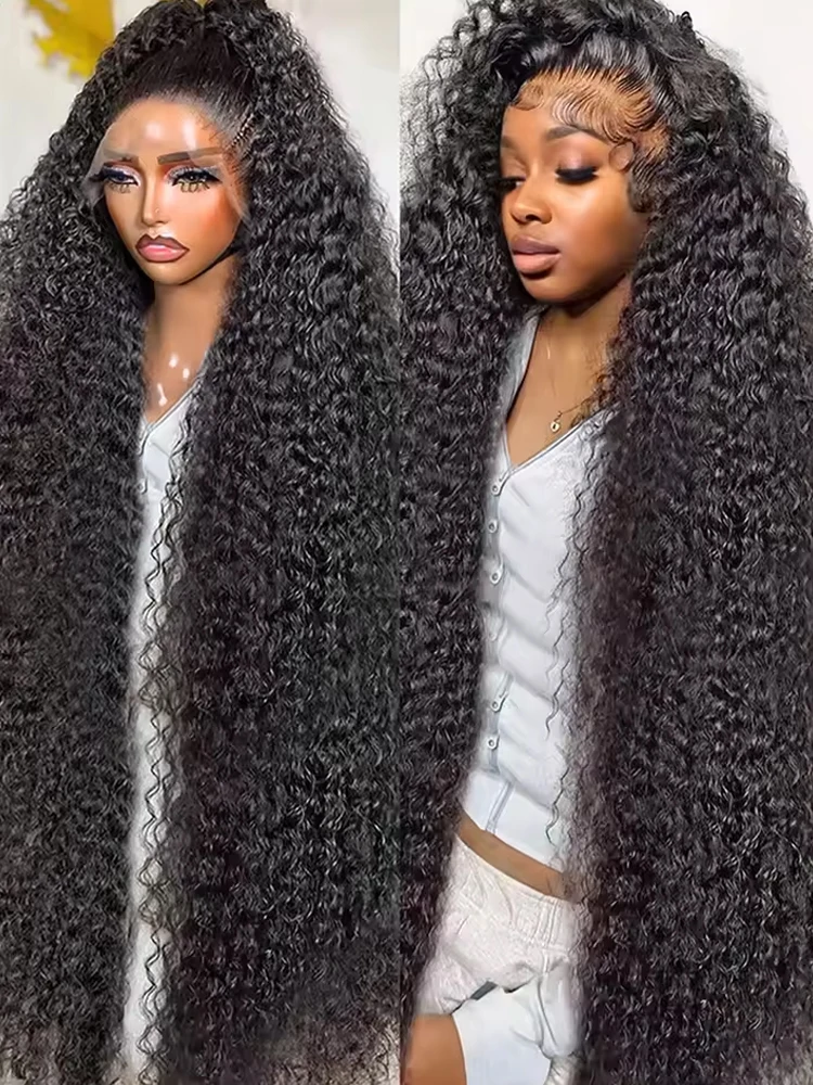 

250% Плотность Бразильские человеческие волосы Парик фронта шнурка Глубокая странная вьющаяся волна 13x6 HD Парик фронтальной части шнурка с предварительно выщипанными до 42 дюйма