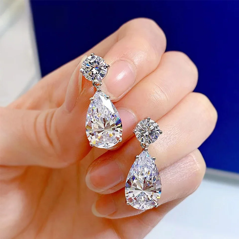 ZAKOL Luxe Transparante Zirkoon Waterdruppel Dangle Oorbellen voor Vrouwen Glanzend CZ Bruids Bruiloft Sieraden - afbeelding 2