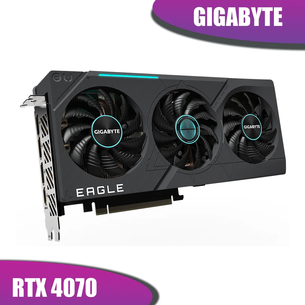 Видеокарты GIGABYTE RTX 4070 EAGLE OC 12G, видеокарты GIGABYTE NVIDIA RTX 4070 GDDR6X 12 Гб, видеокарта GPU бит PCIE4.0