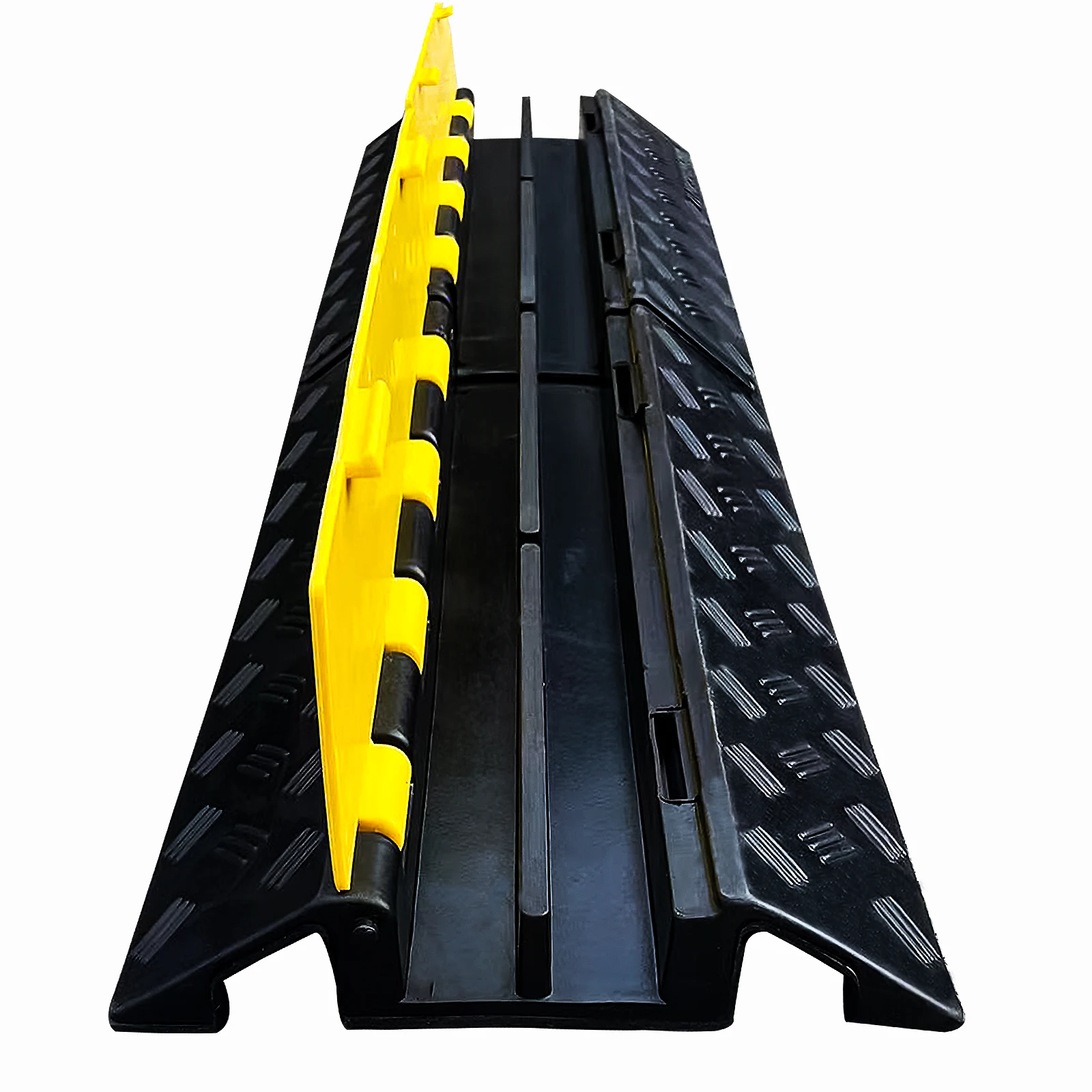 

Складной резиновый двухканальный кабельный протектор (защита кабелей) для тяжелых условий эксплуатации, выдерживающий нагрузку до 22000 фунтов, черно-желтый, для гаража и подъездной дорожки