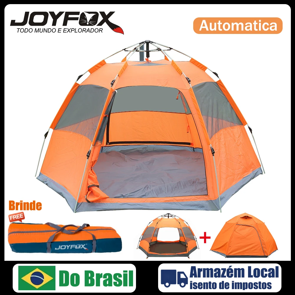 خيمة Joyfox للتخييم Iglu Automatica 3-4 أشخاص Impermeavel 3000 مللي متر يطير المطر للعائلة والمشي لمسافات طويلة وصيد الأسماك على الشاطئ