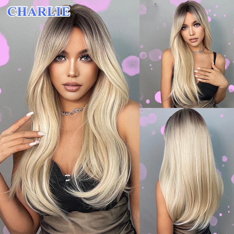 

Blonde Natural HD 13X4 Curly Long lace Front Wigs Premium Synthetic Wigs hight Density For Women Daily Party Cosplay Wigs