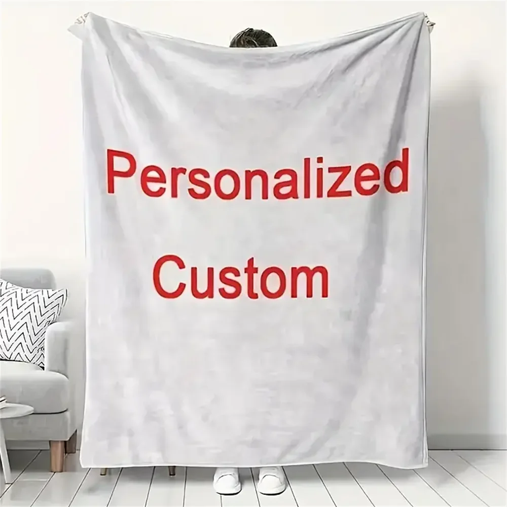 1pc Customizable Flannel Throw Blanket with Personal Photo - Soft Knitted All-Season Throw with High-Definition Digital Printing