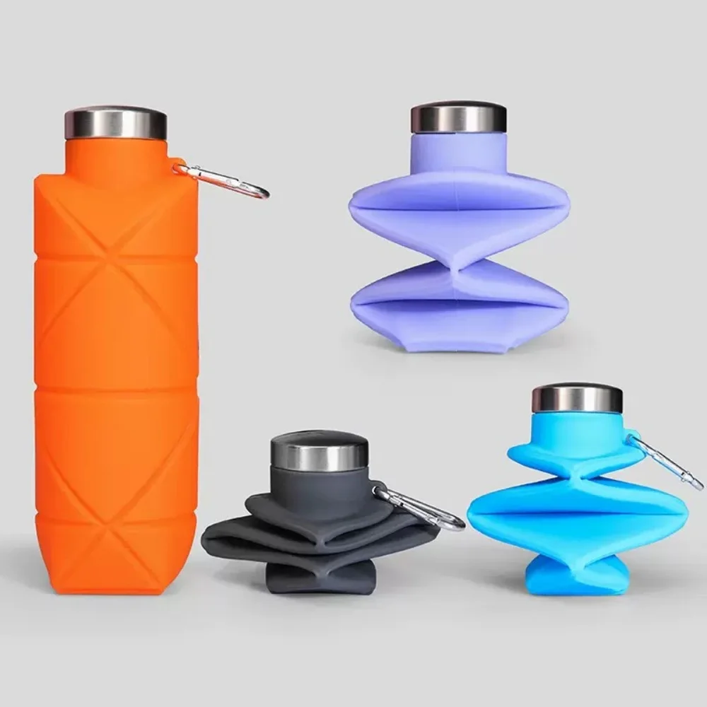 Garrafa de água dobrável de 700ml, válvula à prova de vazamento, silicone reutilizável, garrafa de água dobrável para viagem, academia, acampamento, caminhadas, viagens