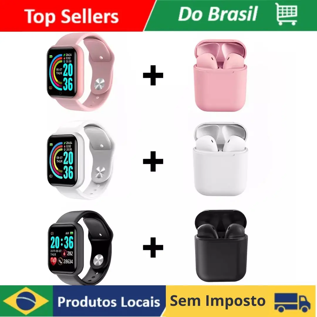 Bluetoorth Inpods I12 Smartwatch Kit D20 Pro + Fone