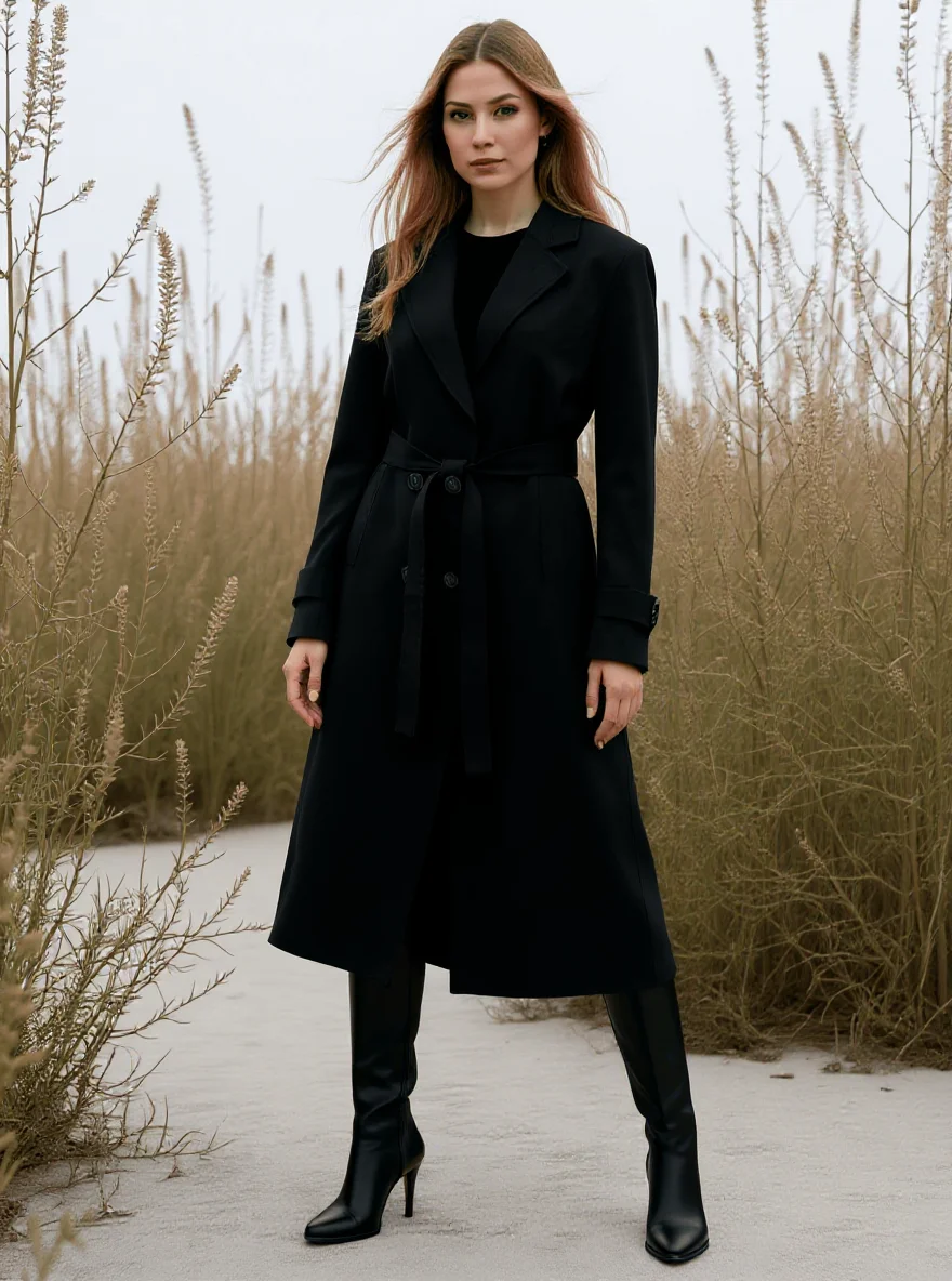 معطف شتوي للنساء ملابس خارجية أنيقة مع حزام معطف طويل للغاية سترة نسائية طويلة معطف سميك مبطن على الموضة الدافئة #4