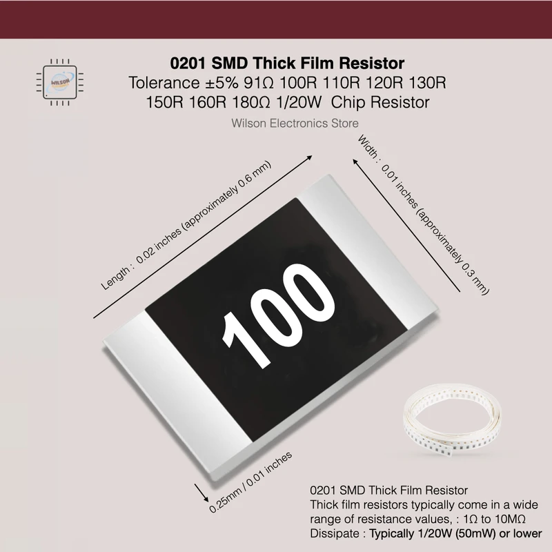 

100 шт./лот 0201 фиксированный резистор SMD с допуском ± 5% 91 Ом 100R 110R 120R 130R 150R 160R 180 Ом 1/20 Вт резистор