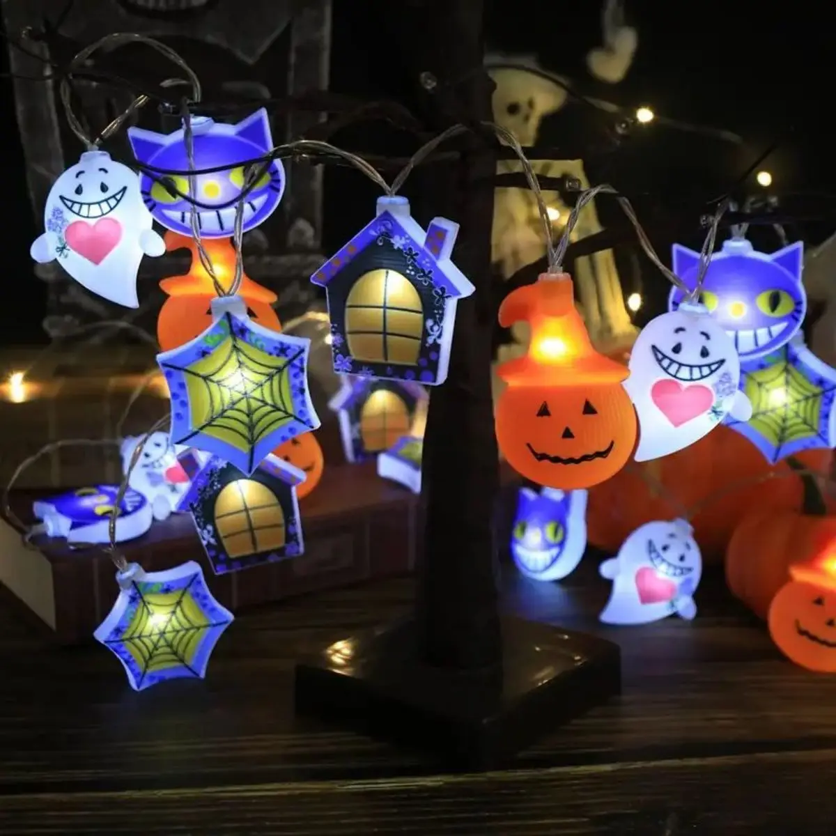 1pc LED String Lights,  Halloween Decorations, Energy-Efficient, Battery-Powered, No Plug, Perfect For Party Decor