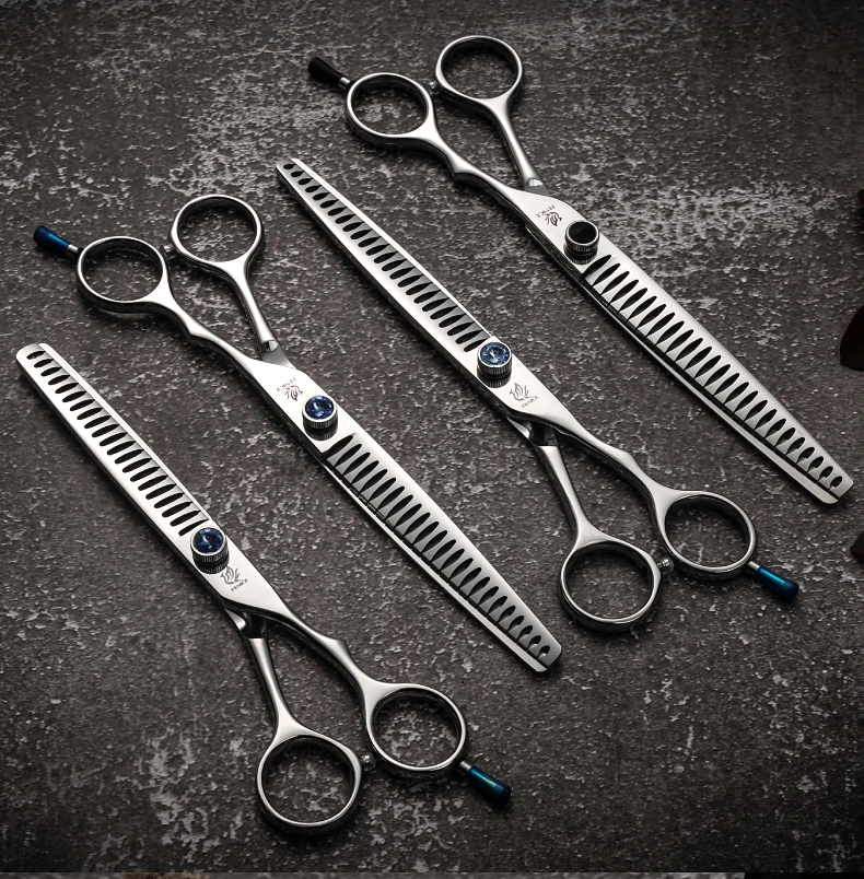 Fenice JP440C Stahl Professionelle Tierschere 7/7,5/8 Zoll Hundepflege-Effilierschere mit kleinen Zähnen 70-80% Effizienz – Detail 3