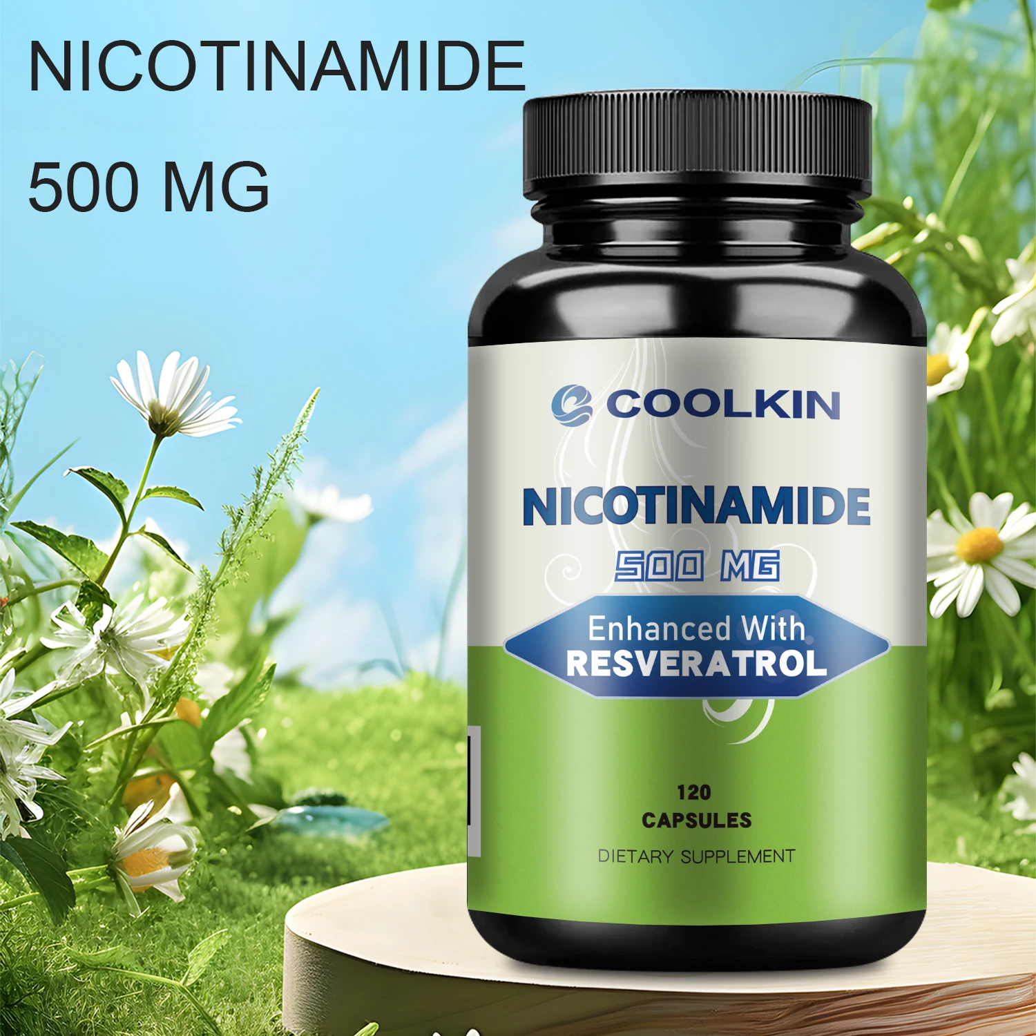 Nicotinamid 500mg-mit Resveratrol-unterstützen nad, die Gesundheit der Hautzellen und steigern das Energien iveau, Anti-Aging-120 Kapseln