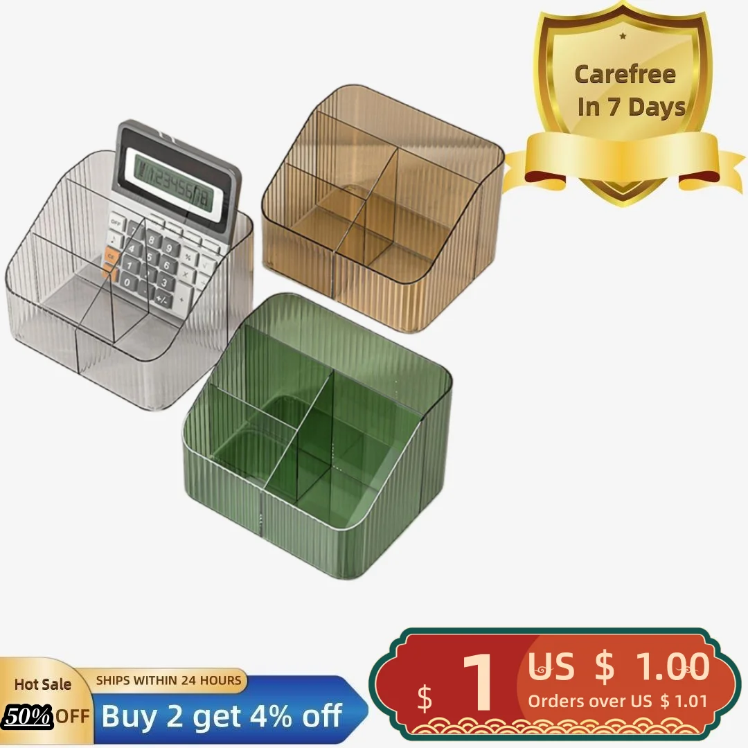 

Transparent Multi Compartments Large Capacity Makeup Brush Holder Sturdy Stucture Hotel Bedroom Desktop Sundries Storage Box