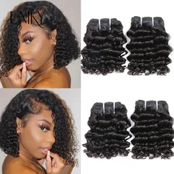 Bundles brésiliens de cheveux humains Deep Wave pour femmes, extensions de cheveux bouclés, cheveux courts, tissages de cheveux, 6 po