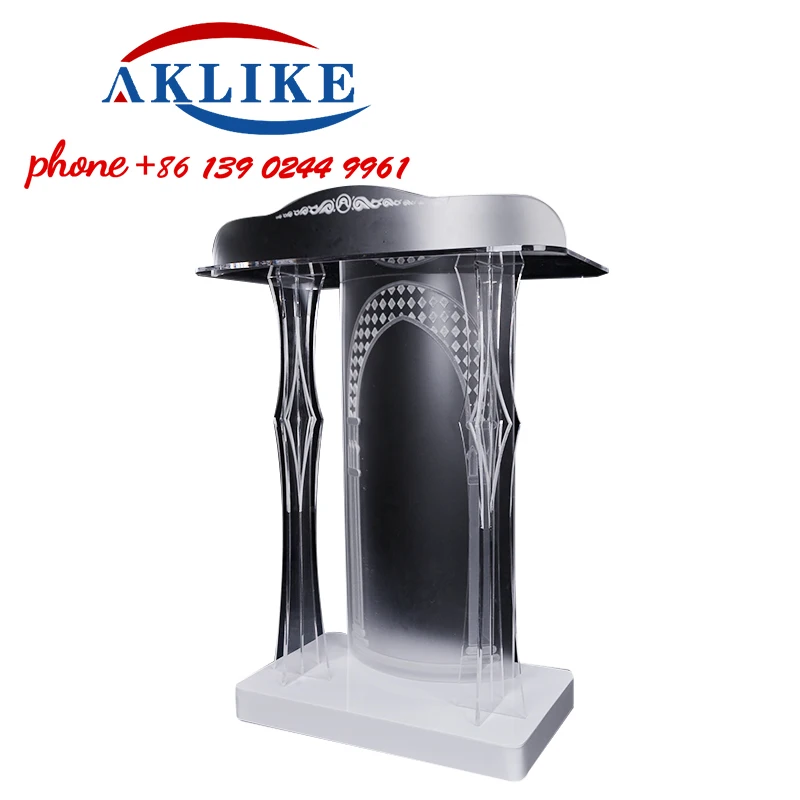 2024 Acrylic Pulpit Frosted Cross Podium Pastor Oath-taking Lectern Church Wedding Podium Prayer Dais Free Shipping