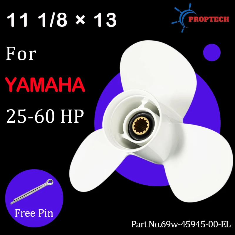 Outboard Propeller 11 1/8x13 For Yamaha 25 30 40 48 50 55 60HP 69W-45945-00-EL Aluminum Propeller Boat Parts Accessories