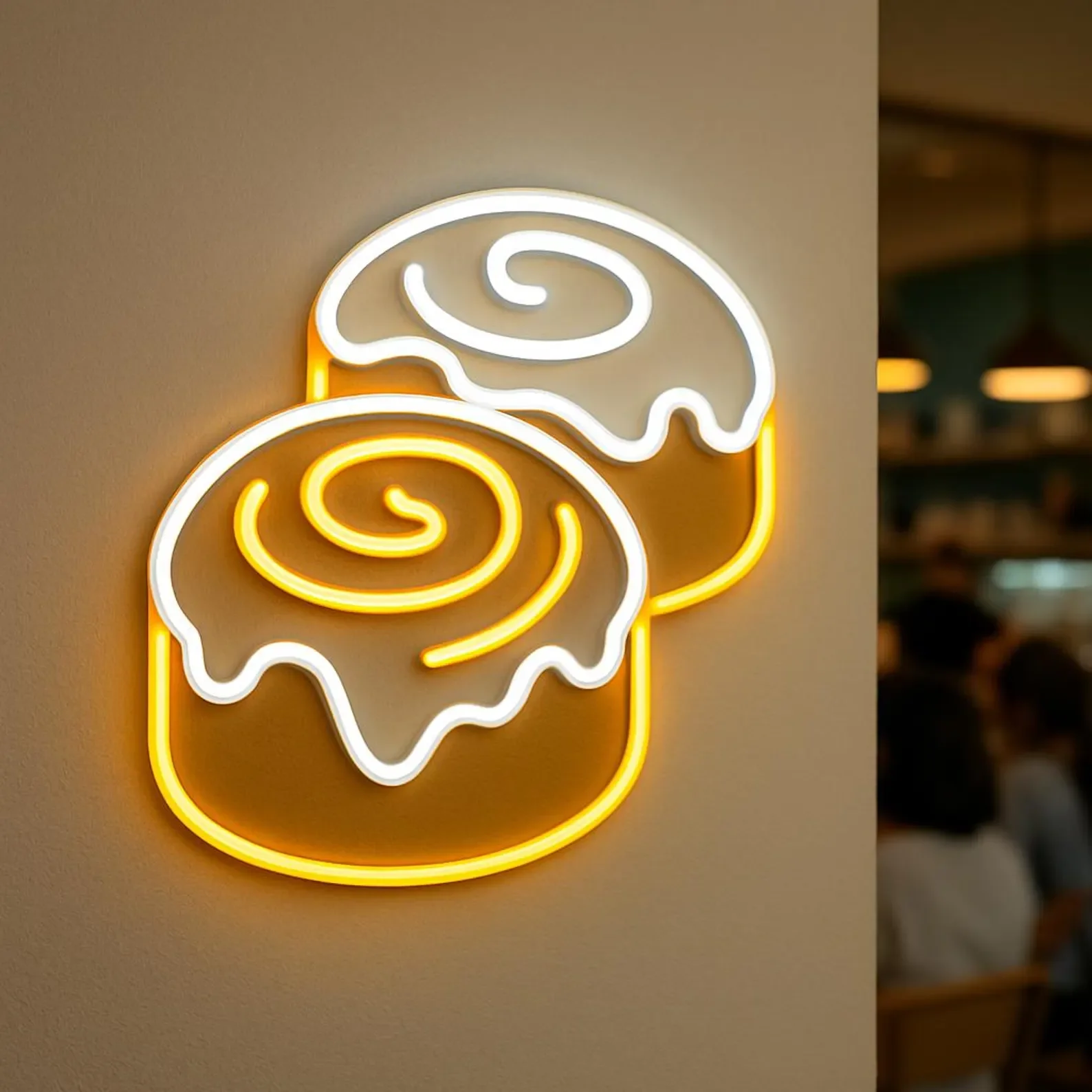 Cinnabon Neon Sign Cafe Bakery Shop Wall Decor Pastries with Coffee Neon Decor