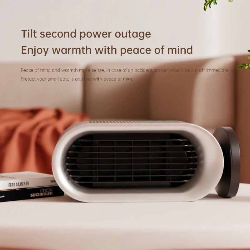 1200W PTC Ceramic Desktop Heater Space Heater Silent Low-Energy No Glowing with Overheat Protection Fireproof Material Tip-Over Power-Off for Home Office Living Room Bedroom Outdoor Travel White Gray view 6