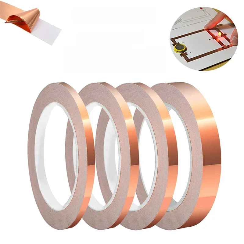 10M 20M Kupferfolienband Einseitig Leitfähiges Abschirmband Schneckenband Fleck Glas Haushaltsgerät DIY Kupferband