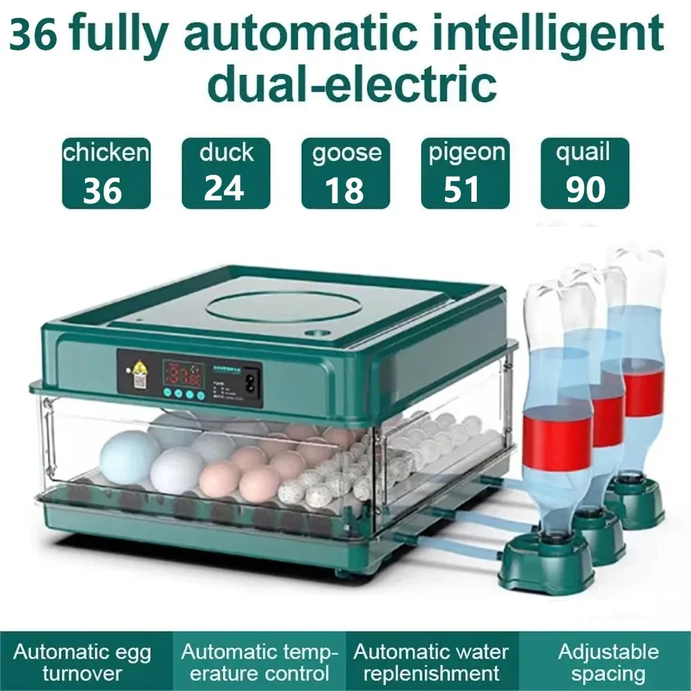 9/15/24/36 Eggs Incubator With Drawer Type EggIncubator With Automatic Water Ionic Waterbed Replenishment And Temperature Contro