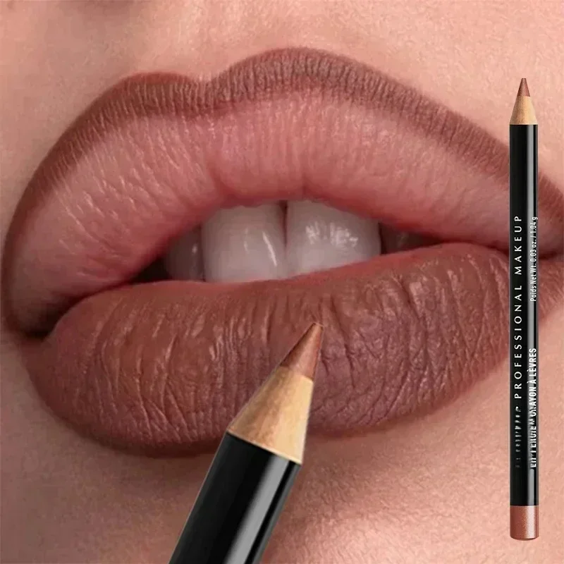 Crayon de maquillage professionnel mince, longue durée, crémeux, imperméable, repulpant, tache de lèvre, naturel, marron nude