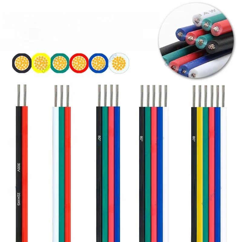 5-100 m LED Kabel 18 20 22AWG Aansluitdraad 6 5 3 2 4pin RGB Verlengkabel Voor LED Strip WS2812B Pixels Licht SM JST Connectors - afbeelding 2