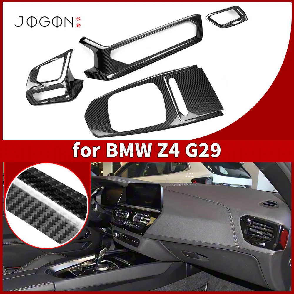 For BMW Z4 G29 M40i 2019+ 5PCS Real Carbon Fiber Console Panel Dashboard Vent Trim Kits Stick-on Interior Accessories