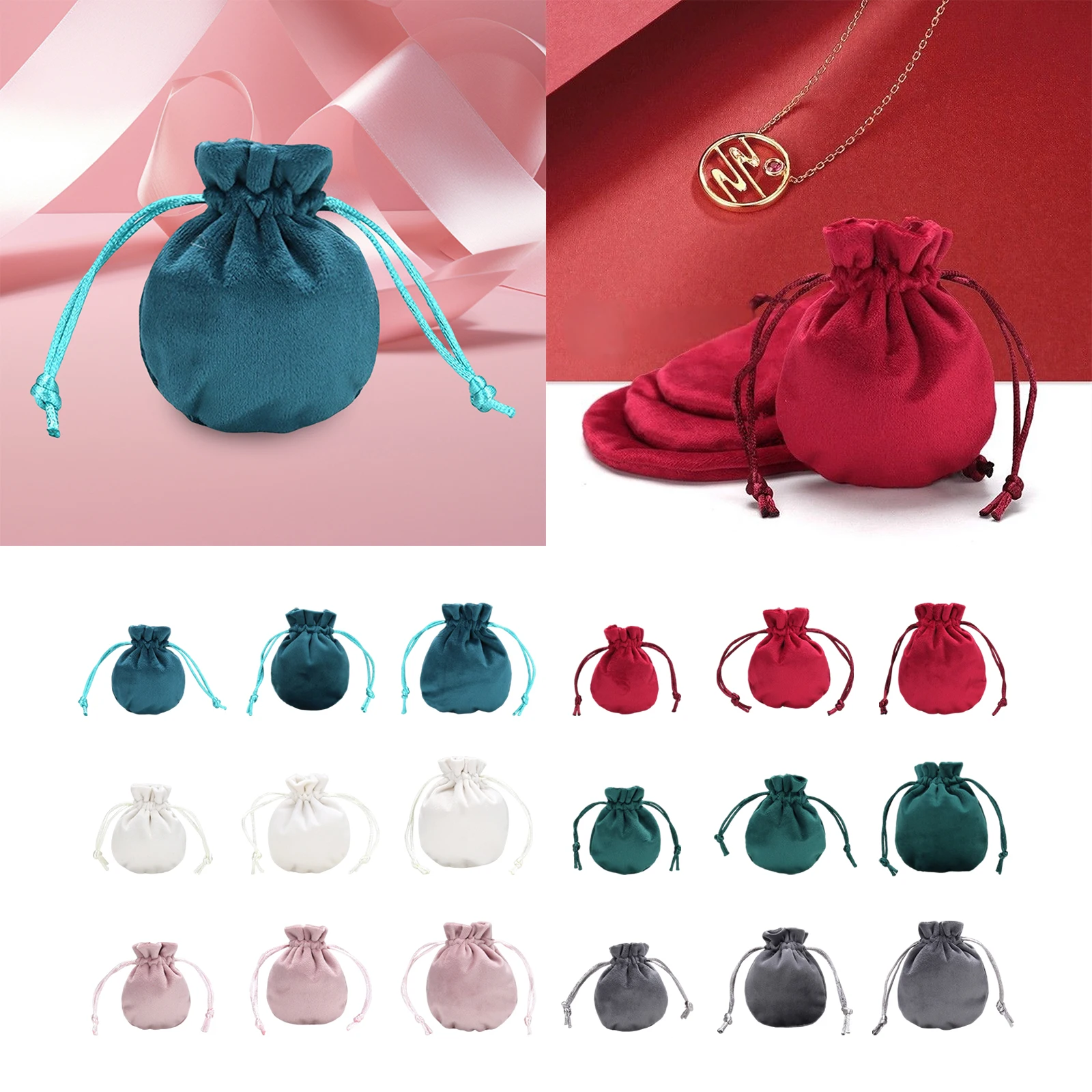 Luxe Velvet Drawstring Jewelry Pouch for Rings Earrings Gift Bag Travel Organizer Soft Wedding Bridesmaid Birthday Gift Box