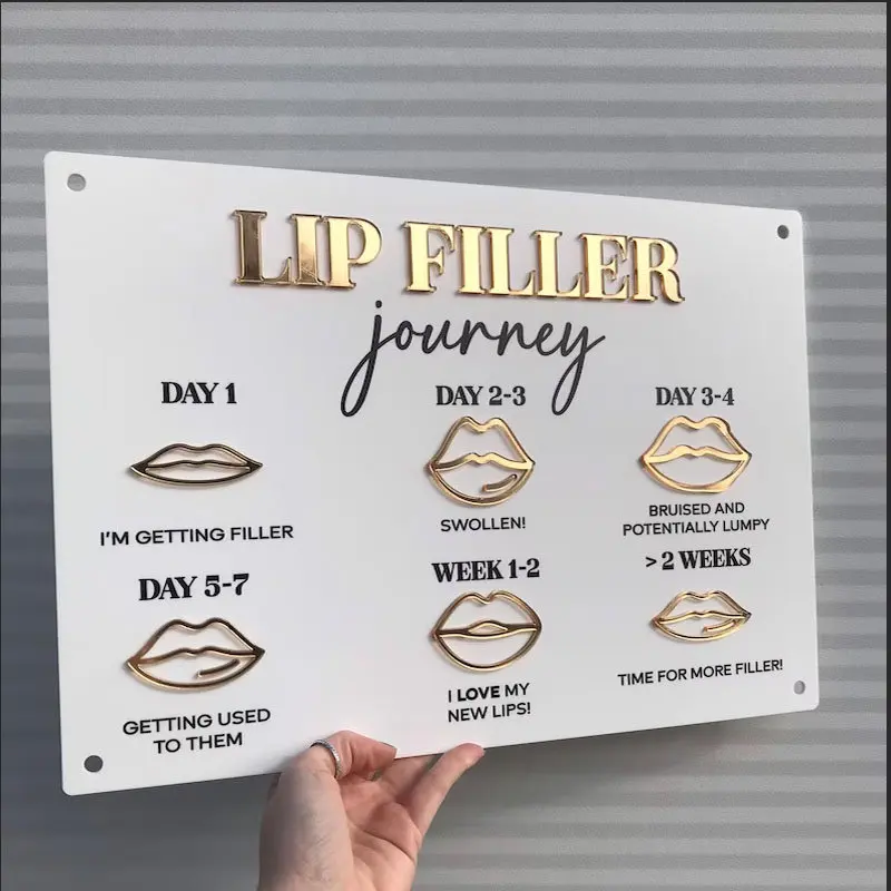 

Custom Business Logo Lip Filler Journey Aftercare Advice Acrylic A3 Wall Sign Beauty Sign Business Sign Spa Sign Salon Decor