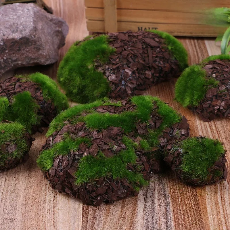 Plantes artificielles en fausse mousse de roche, 6 pièces, pierre de mousse, décoration de jardin de maison, puce Micro aménagement paysager, herbe, jouet pour animaux de compagnie, fausse verdure