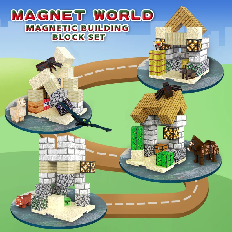 Mój Magnetyczny Świat - Seria Desert Adventure - Magnetyczne Klocki 3D - Otwarta Zabawka - 100 Sposobów Budowania z Klocków