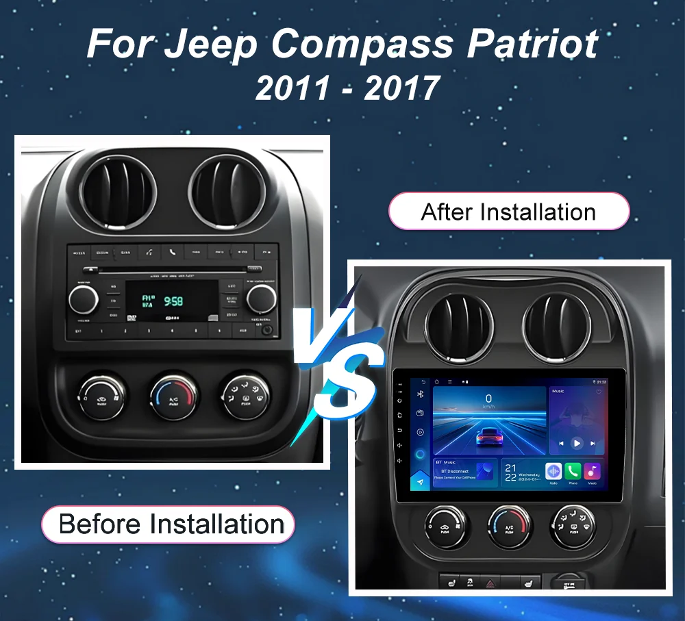 Android 16 Car Radio For Jeep Compass Patriot 2011 - 2017 Auto Radio Stereo Multimidia Player GPS Navigation Wifi BT DVD Carplay