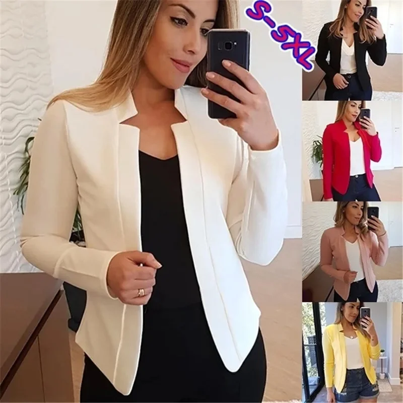 Jesienno-zimowy nowy styl elegancki slim fit jednolity kolor casual profesjonalny mały garnitur top — zdjęcie 2