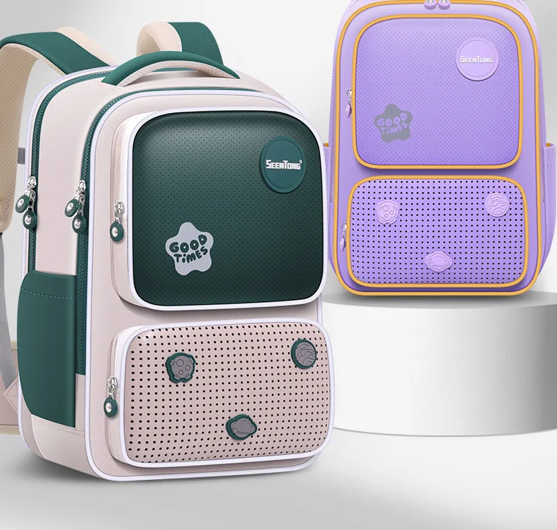 Mochila transpirable de malla a juego de colores para niños y niñas, mochila para niños, escuela, estudiantes, bolsa para edades de 6 a 12 años, protección estable para la columna vertebral