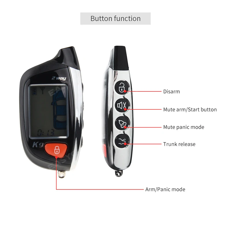 Picture 6: EASYGUARD 2 Way car alarm with LCD display remote EC200-K9 remote engine start shock sensor warning