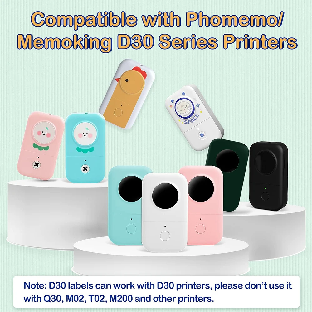 D30 شريط ملصقات مستمر حراري متوافق مع صانع الملصقات الصغيرة الذكية ملصقات طباعة بيضاء سبليت الظهر 15 مللي متر x4 متر 0.59 "x23'3 لفات