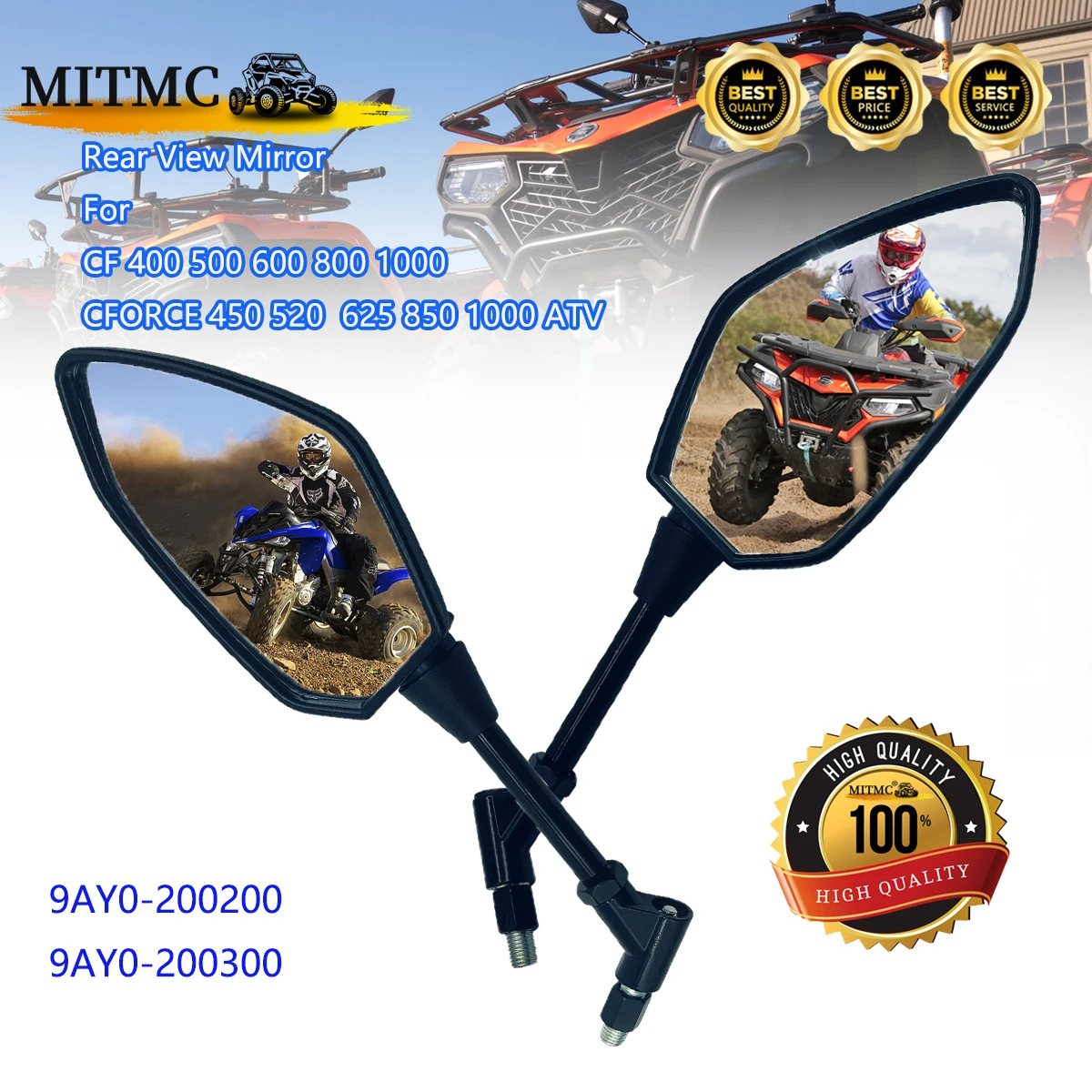 Left Or Right Rear View Mirror For CF 400 500 600 800 1000 CFORCE 450 520  625 850 1000 ATV 9AY0-200200 9AY0-200300