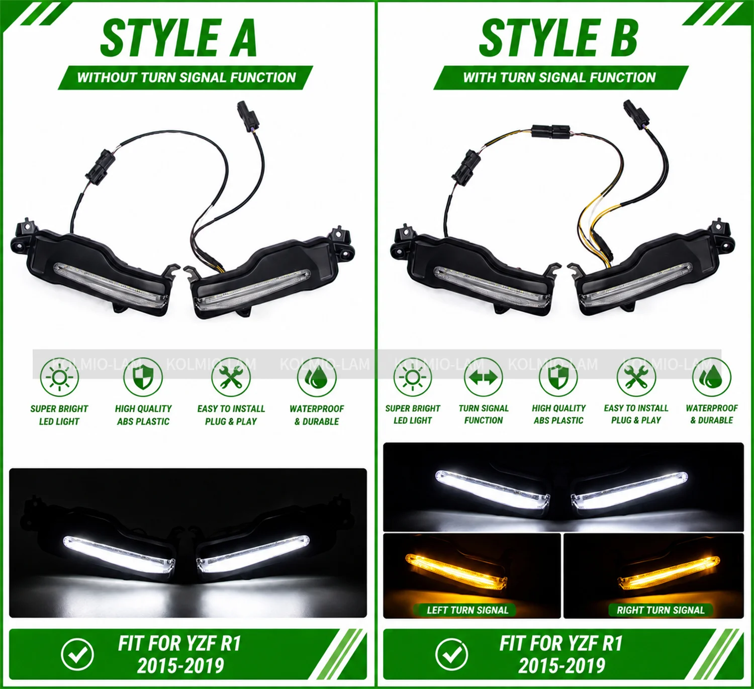 Fit For YAMAHA YZF R1 2015 - 2019 Motorcycle Front Headlight Fog Decorative Side Position Light Eyebrow Lamp YZF-R1