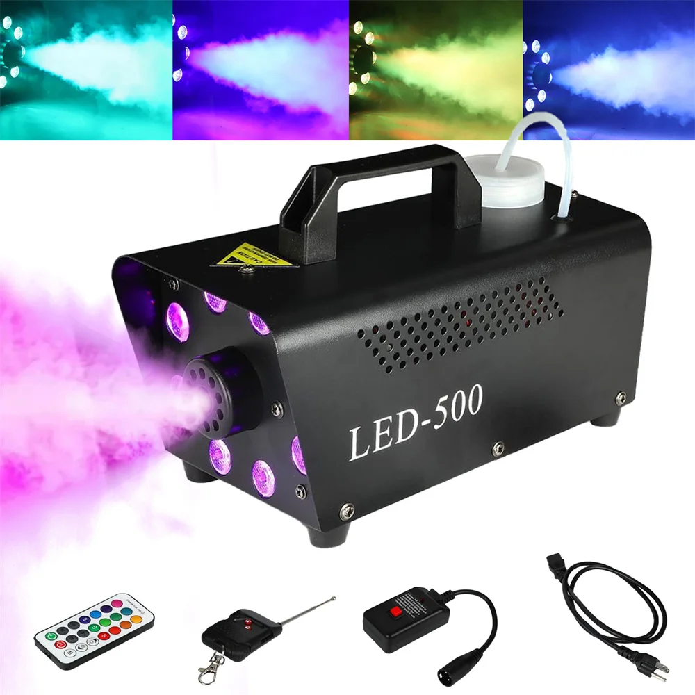 New LED Stage Disco Smoke Machine 500W Remote DJ Halloween Smoke Spraying Equipment Christmas Wedding Party Stage Fog Machine