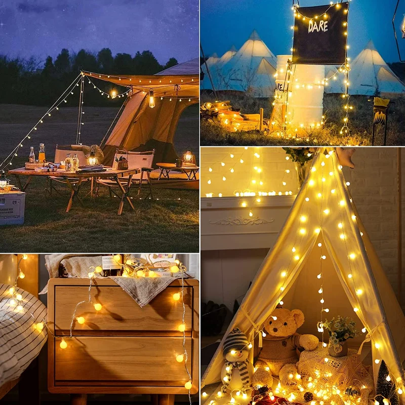 Outdoor LED Ball Fairy String Lights 10M USB/Battery Power Lamp for Garland Wedding Holiday Holiday Room Christmas Decorations