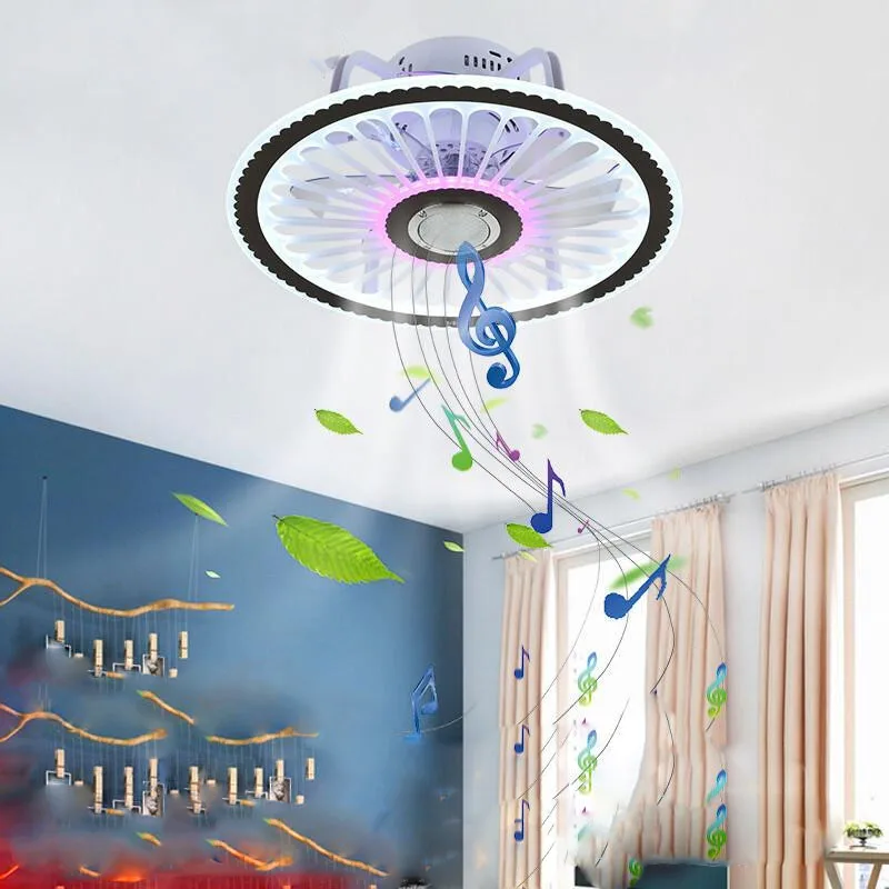 Modern Led Ceiling Fans With Light RGB Buletooth Music Ceiling Lamp With Fans Remote Control + APP 110V 220V  Smart Fans