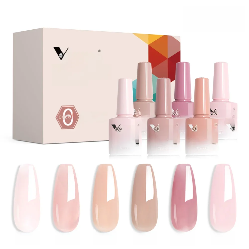 6 stks/set VIP5 Venalisa Gel Nagellak HEMA GRATIS Jelly Roze Naakt Kleur Vernis Losweken UVLED Semi Permanente Lak Branded Kit - afbeelding 2