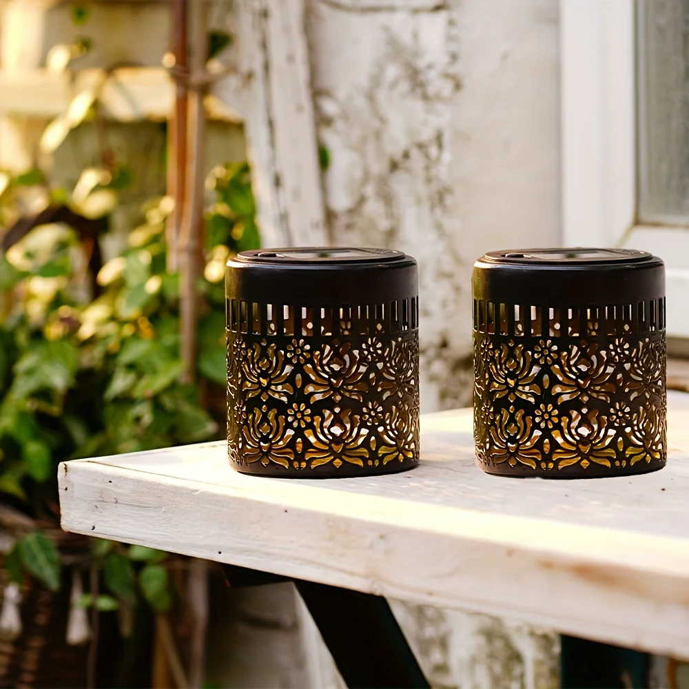 تعمل بالطاقة الشمسية الفاوانيا الحديد فانوس ضوء الجدار مصباح في الهواء الطلق حديقة فناء ممر الإضاءة الزخرفية 1 قطعة/2 حزمة