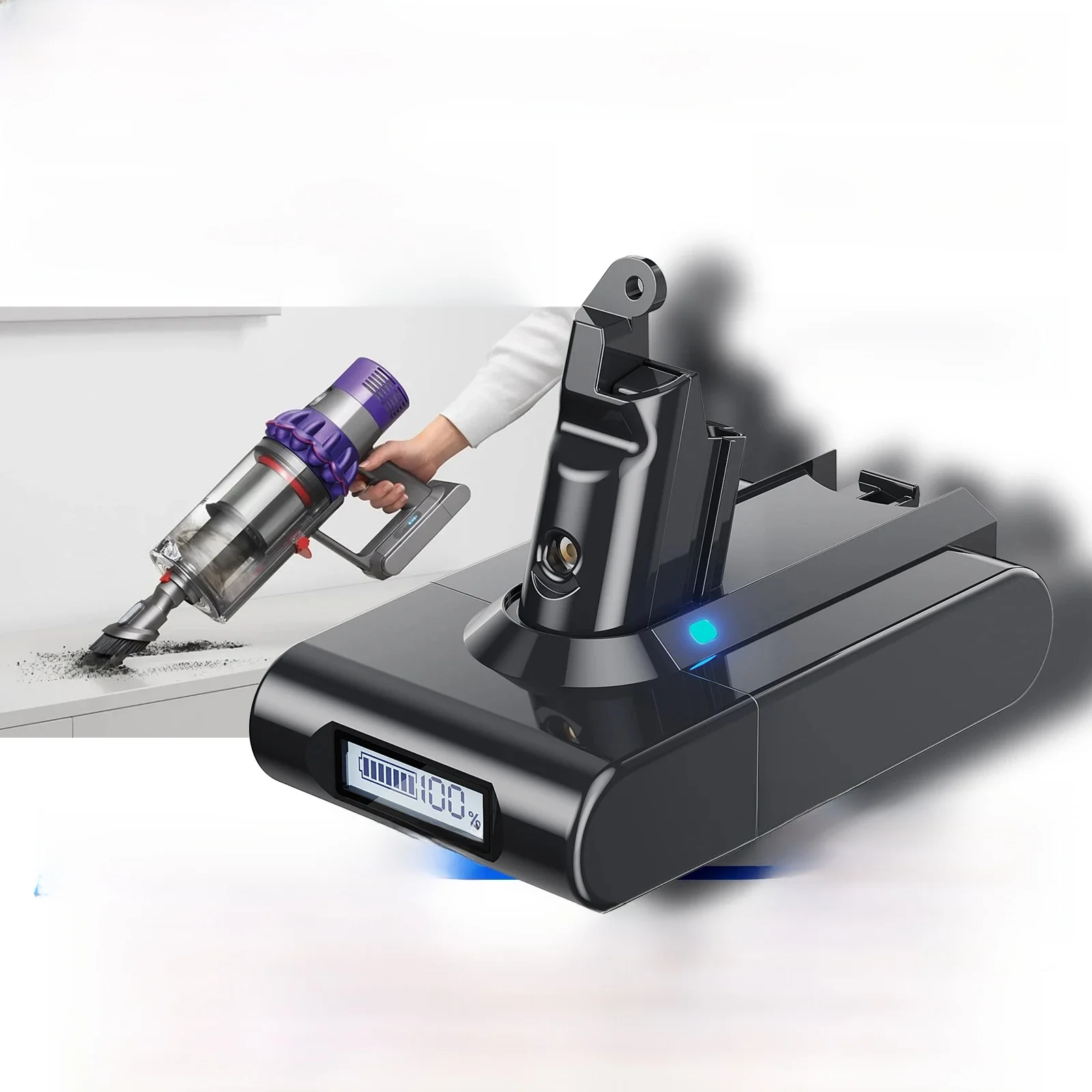 Akumulator litowo-jonowy do odkurzacza Dyson V6 21,6 V 6000 mAh LED Dispaly DC58 DC59 DC62 650 770 880 SV03 SV09 — zdjęcie produktu 7