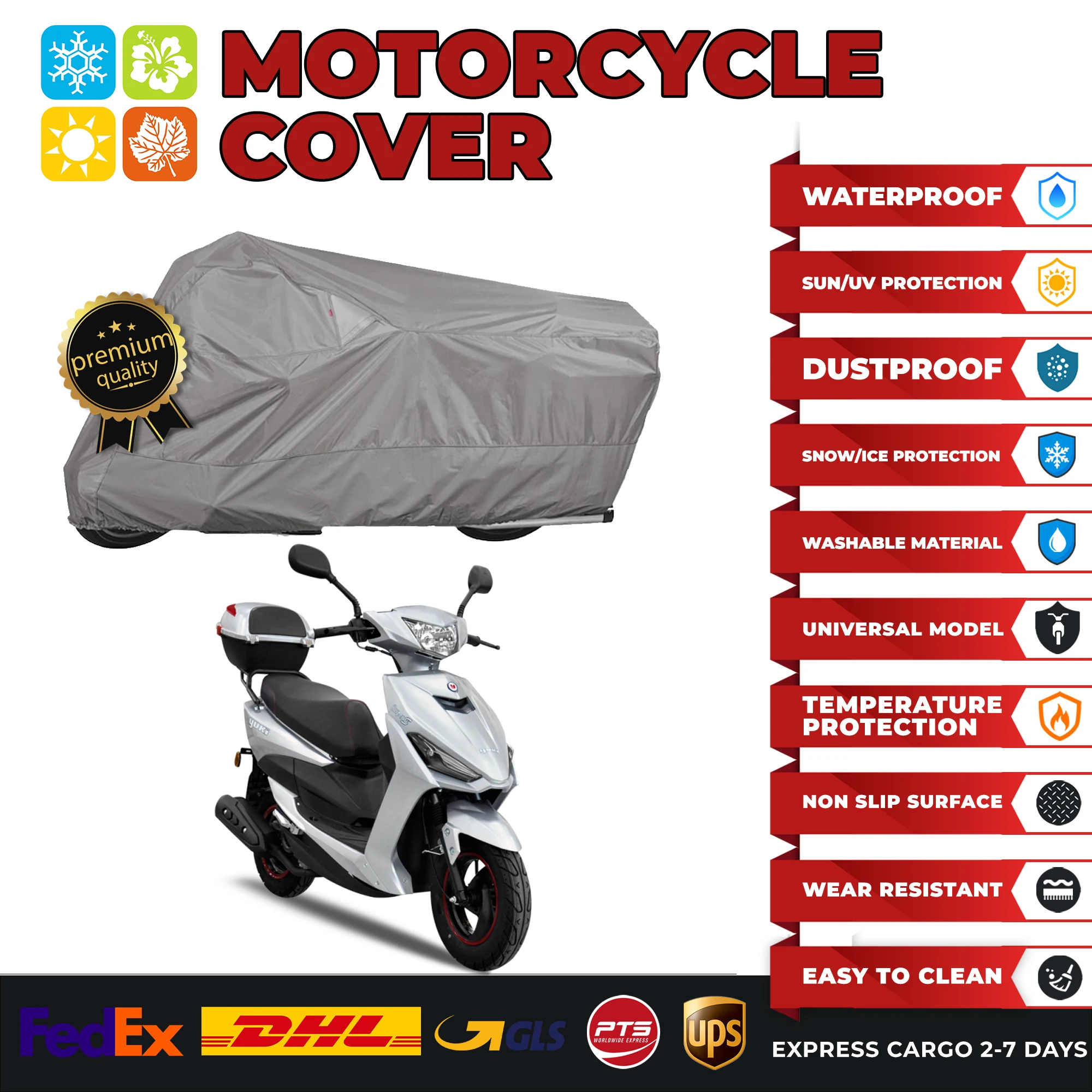 

For Yuki YB50QT-3 Casper Waterproof Motorcycle Covers Motors Dust Rain Snow UV Protector Cover Indoor Outdoor