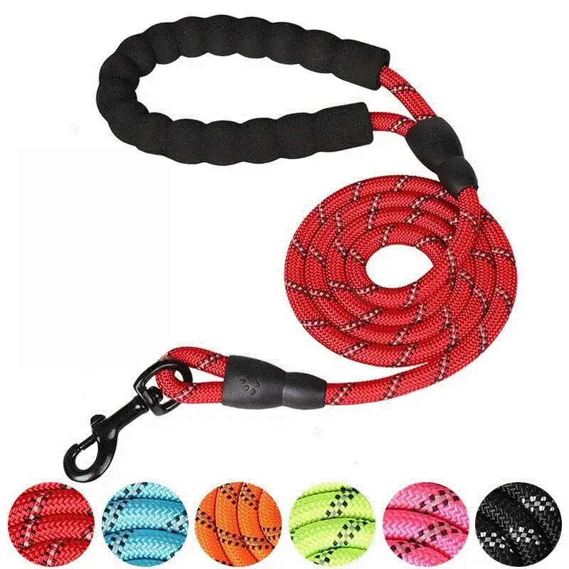 Reflective Dog Leash With Comfortable Padded Handle - Double Heavy Duty Traction Rope For Strong Dogs - Enhance Safety And Contr