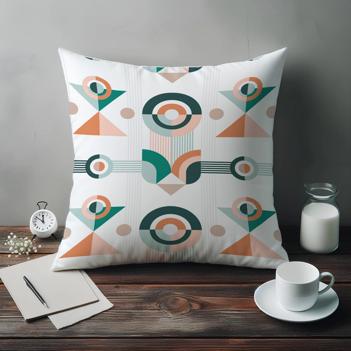 Green Orange Geometric Design Double Side Print Pattern Cushion Cover Home Decoration Living Room Sofa Chair Pillow Cover