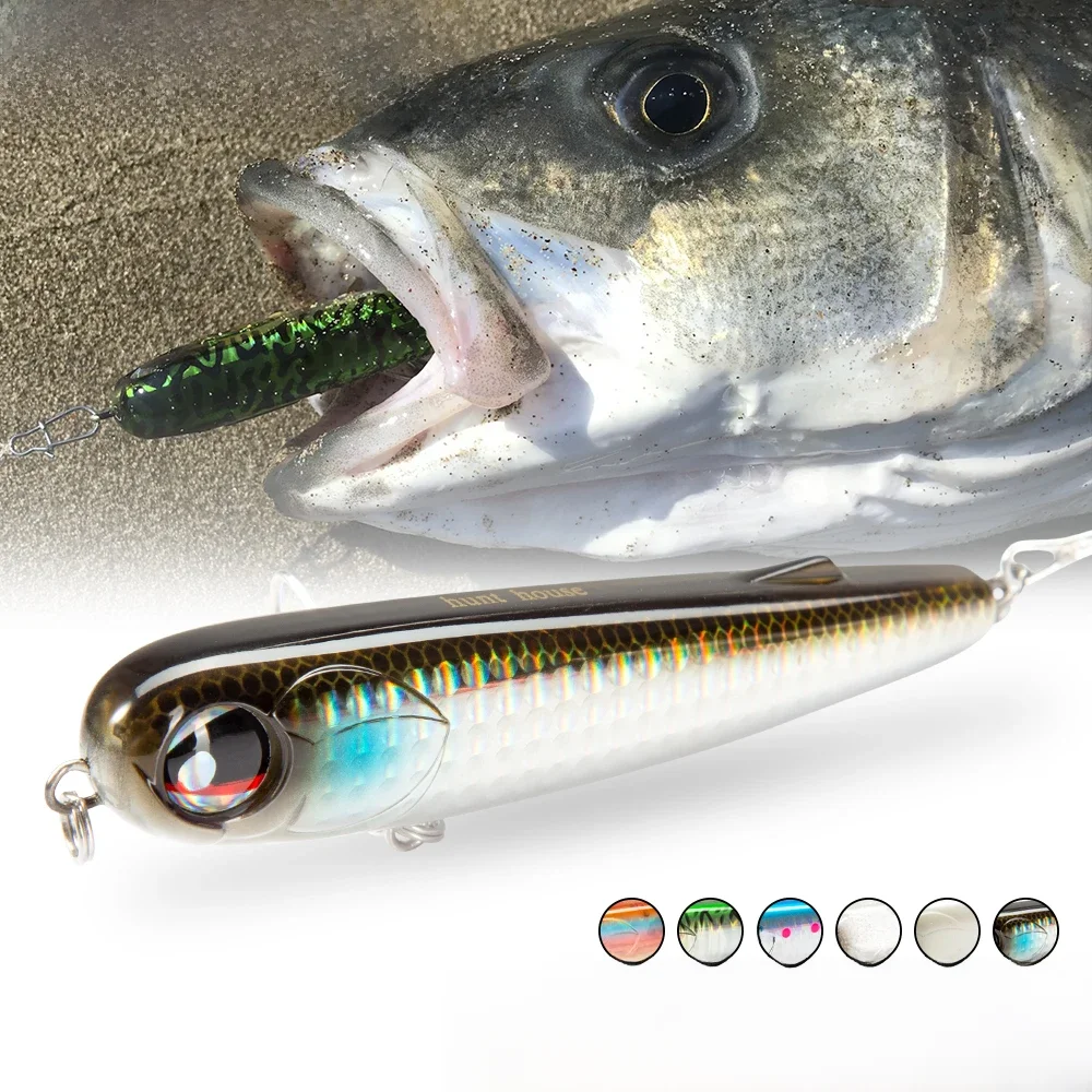 Hunthouse flottant crayon leurre pêche Wobbler WTD 95mm/18g eau salée surface Pesca bâton basse plastique marcheur attirail