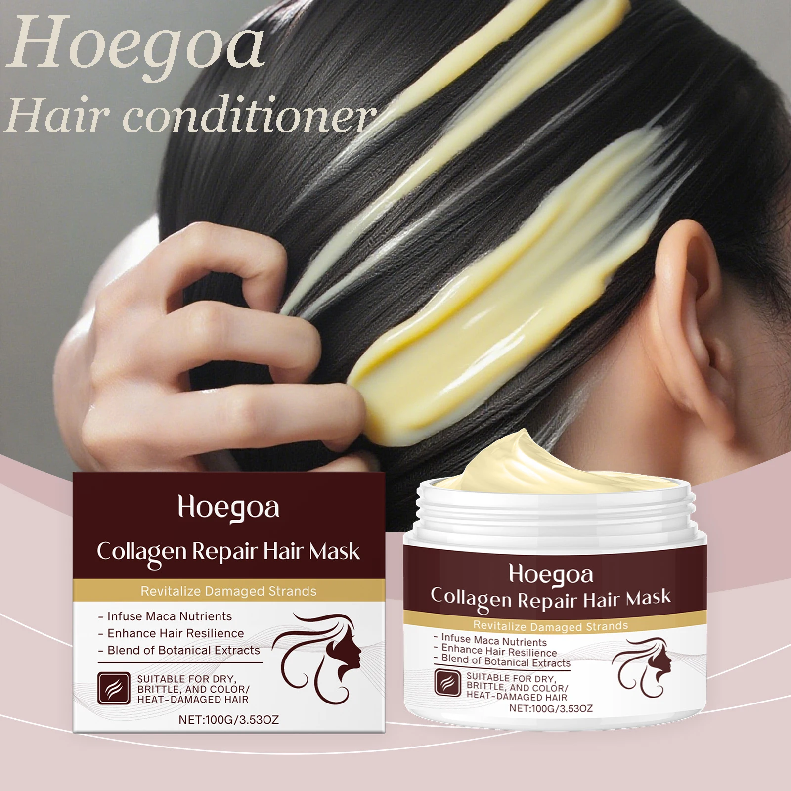 

Hoegoa Collagen Hair Conditioner Deeply Nourishing Repair Cracked Hair Smoothing Enhance Gloss Volumizing Nature Hair Conditoner