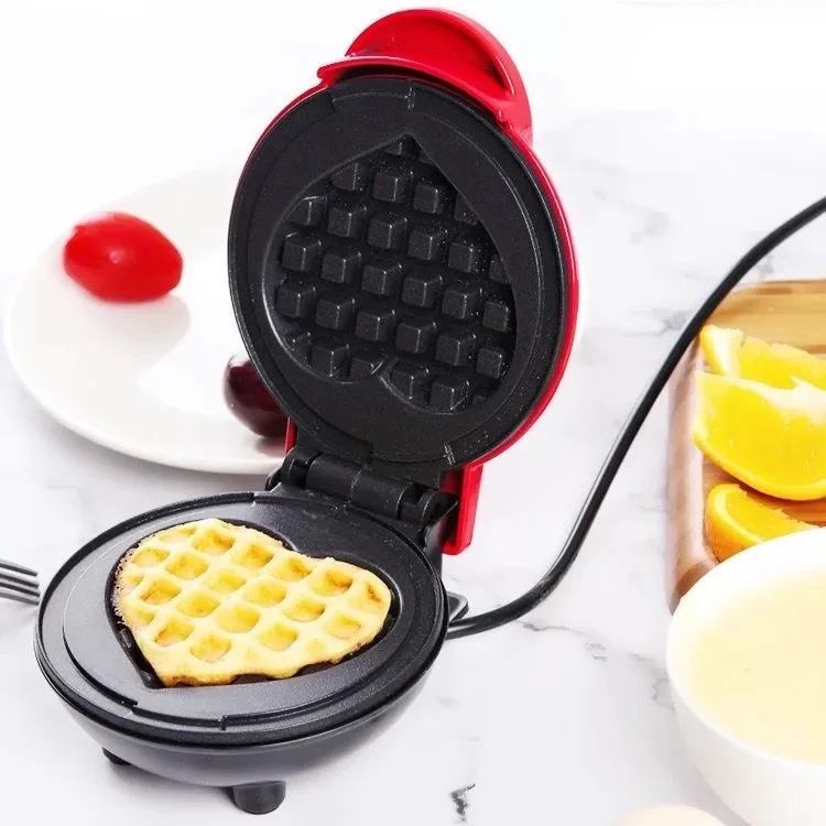 Mini Máquina De fazer Waffle Formato Coração Profissional Antiaderentes 110V